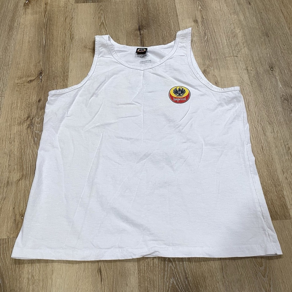 Imperial Cerveza Beer Tank Top Mens XL White Costa Rica Pura Vida Tank EXCEL!